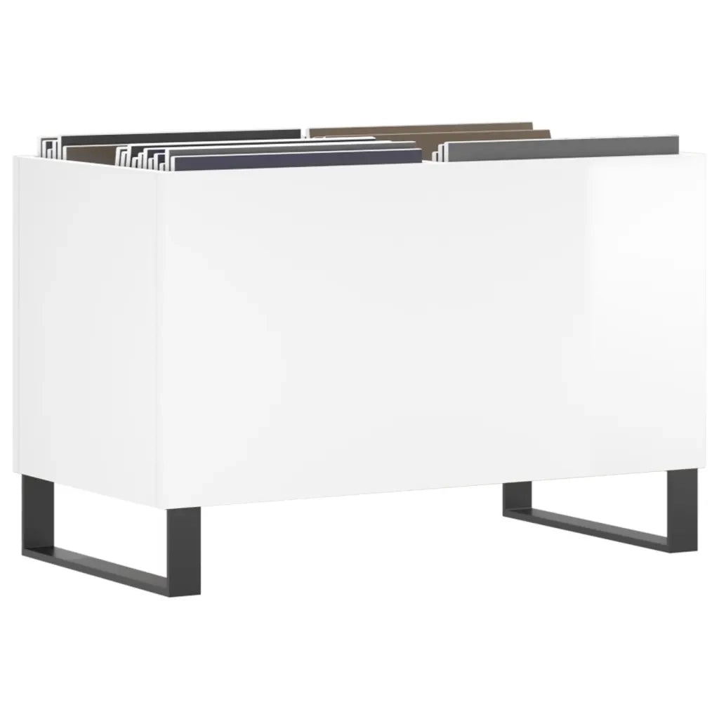 Mobile Porta Dischi Bianco Lucido 74,5x38x48 Legno Multistrato 831734