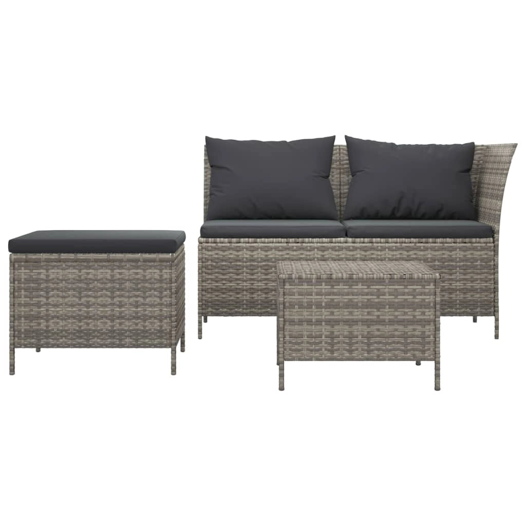 Set di mobili da giardino mobili da esterno set da 3 pezzi con cuscini resina intrecciata grigia 02_0015978