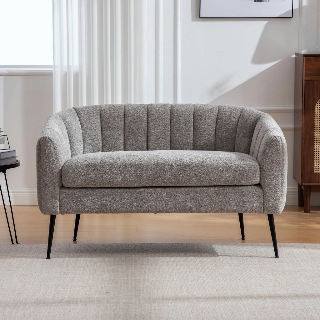 Divano 2 Posti Chaise Longue in Velluto con Gambe in Metallo ¨C Xylo ¨C Grigio