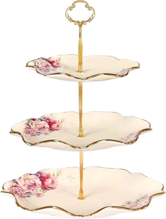 Stand per dessert elegante 3 livelli - per matrimoni e feste - 1 pezzo - ceramica - 32 cm