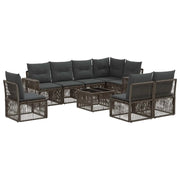 Set Divano da Giardino 9 pcs Grigio e Grigio Scuro polyrattan