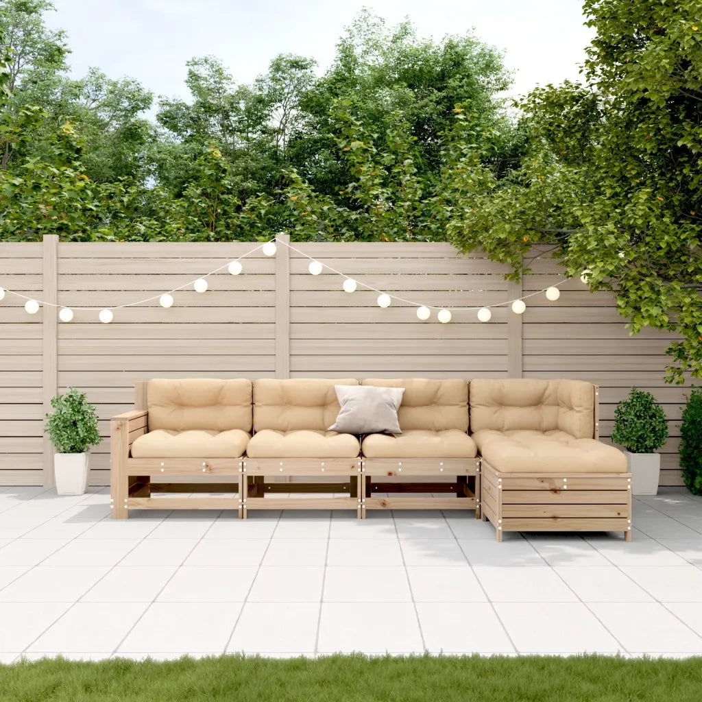 Set Divani Giardino 6 pz con Cuscini in Legno Massello di Pino 3250832