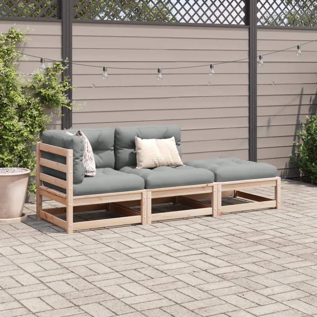 Set Divani Giardino 3 pz con Cuscini in Legno Massello di Pino 3295831