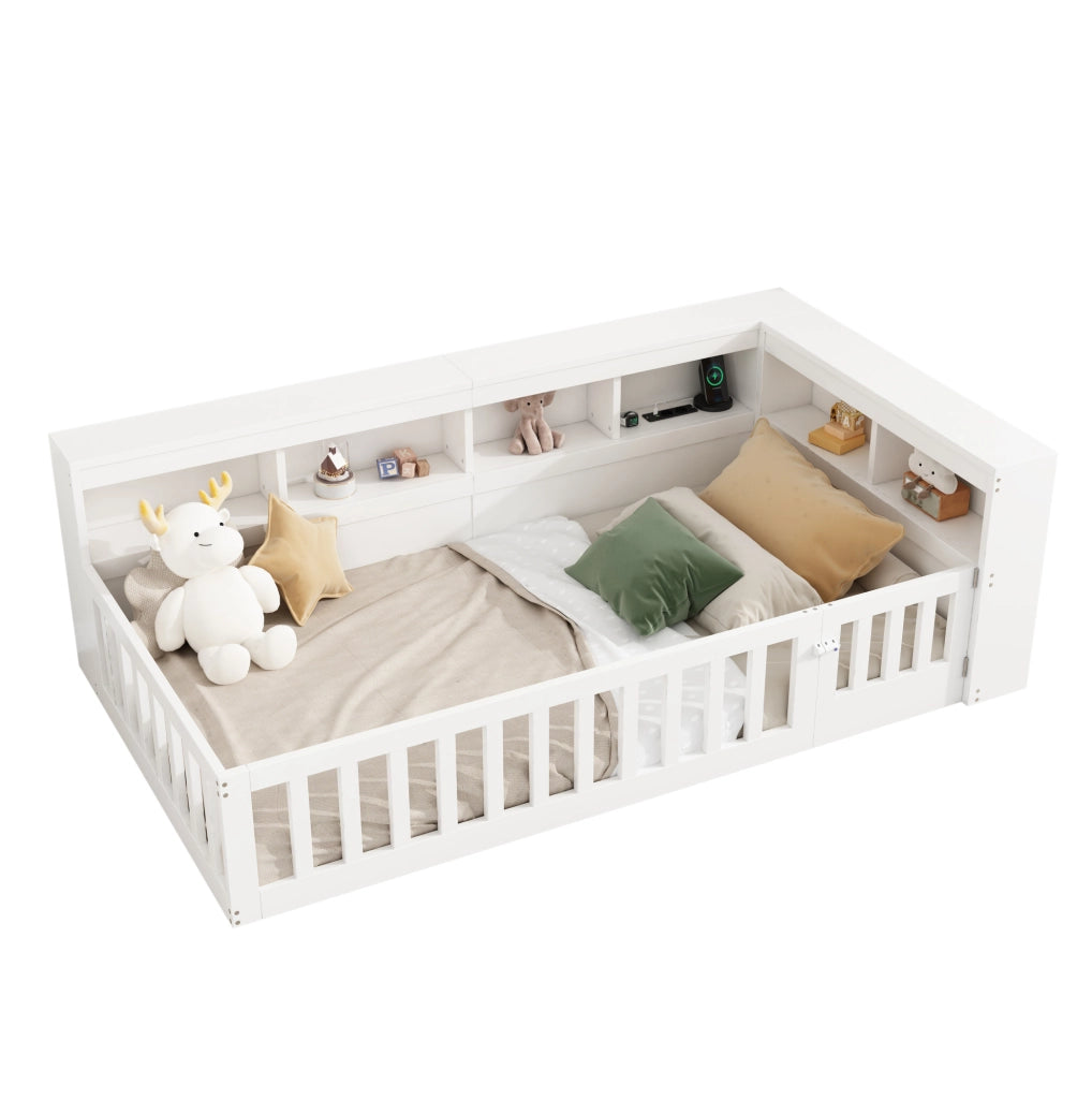 Daybed 90x200 cm con sponde, vano contenitore e presa USB