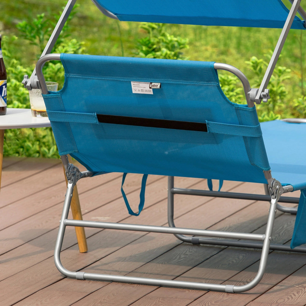 SoBuy Lettino prendisole pieghevole con tettuccio 63x215x30cm OGS48-B