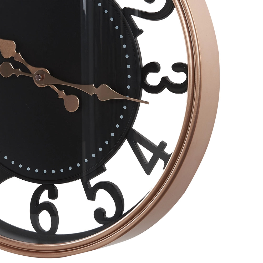Orologio da parete nero ramato in materiale sintetico 44 cm con numeri arabi in stile tradizionale