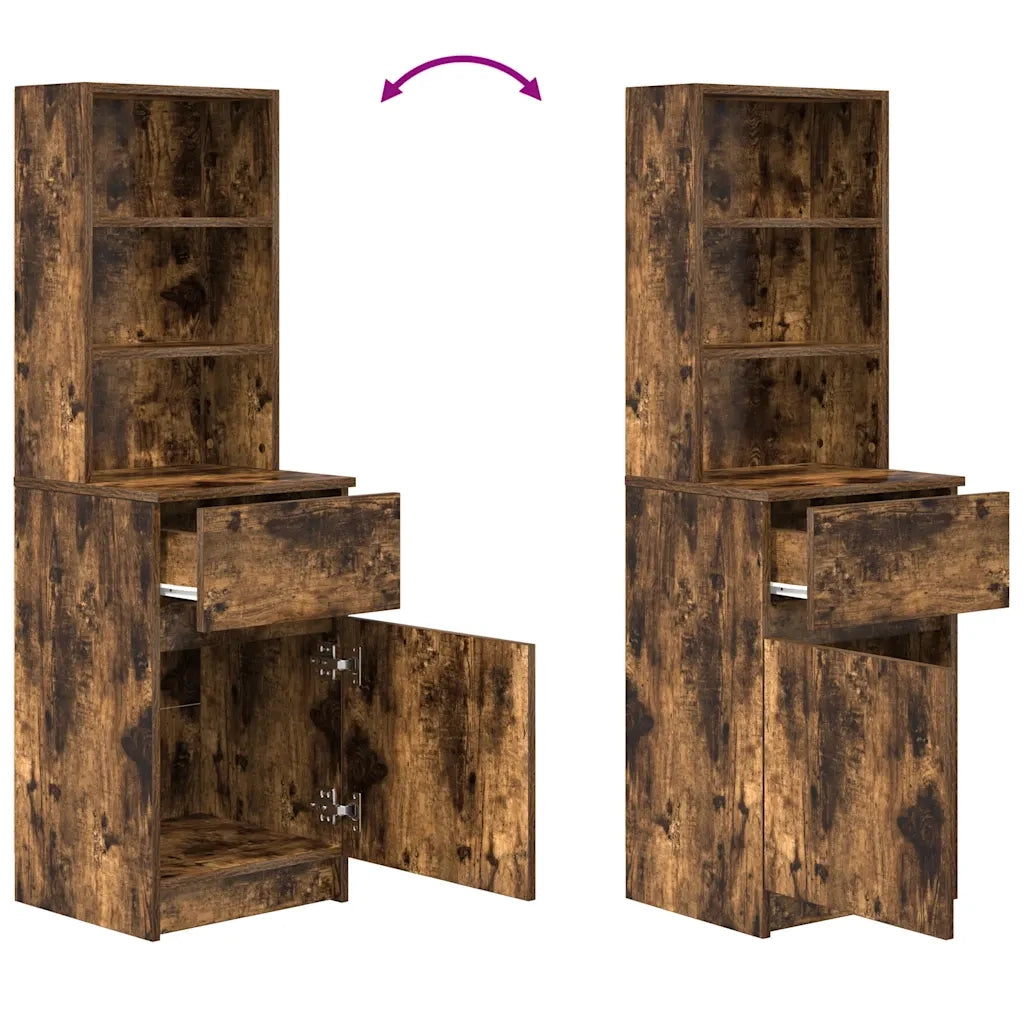 Comodino | Armadio da Notte | Mobiletto da notte Rovere Fumo 39x35x125 cm in Legno Multistrato