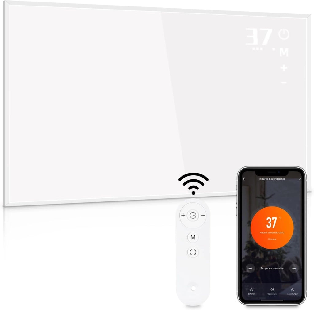 ZMH Riscaldamento a Infrarossi 600W Parete Eco-energetico con Telecomando per Camera e Hotel