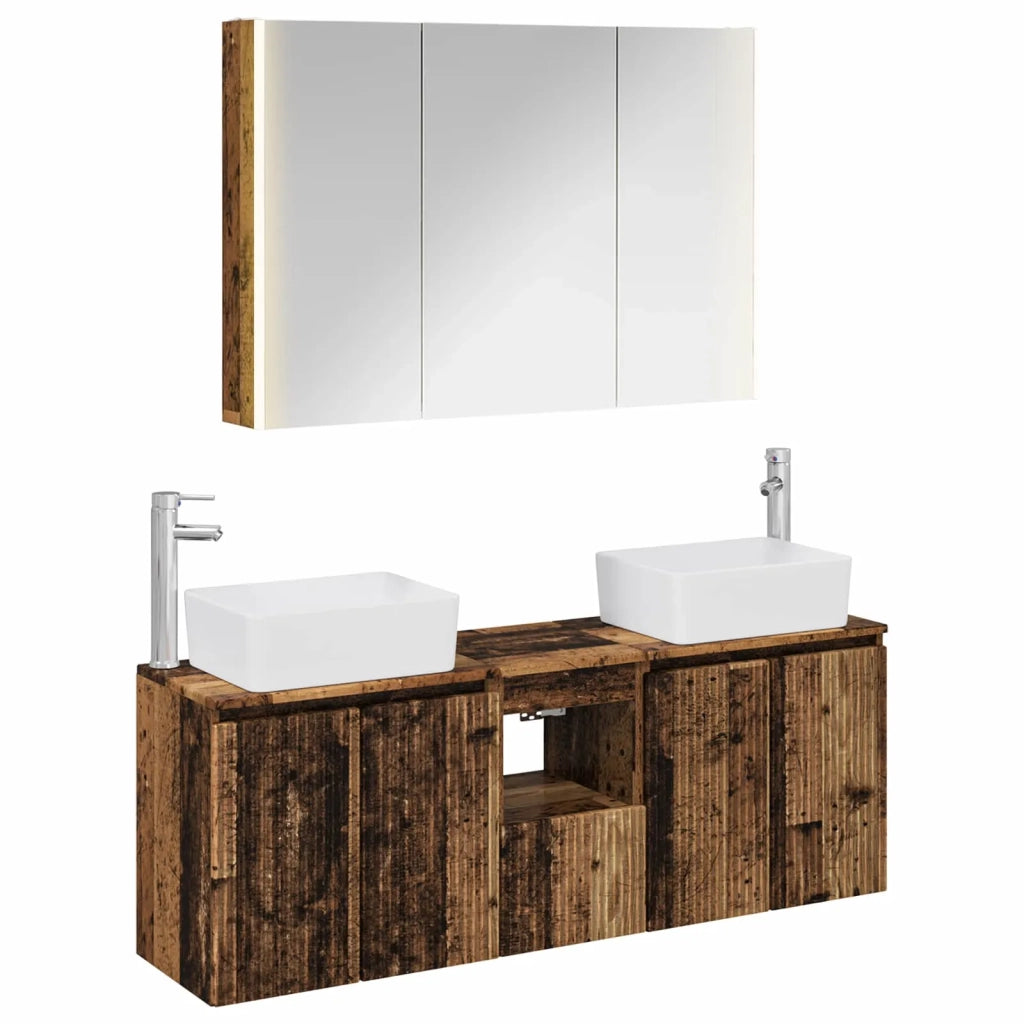 Set di Armadi da Bagno 4 pcs Legno antico Legno ingegnerizzato 3406429