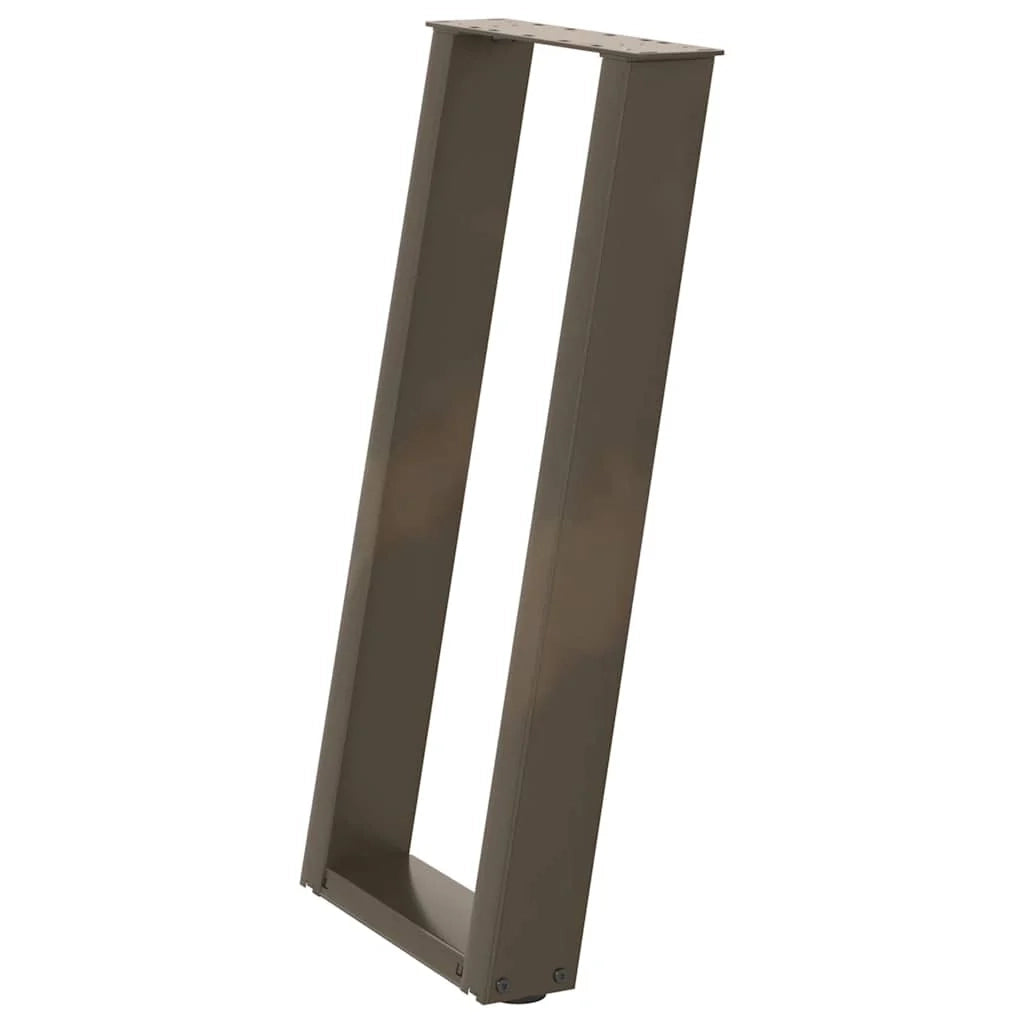 Set di 2 gambe per tavolo consolle angolate a forma di U 38 x 72-73 cm robuste design moderno acciaio naturale 02_0057065