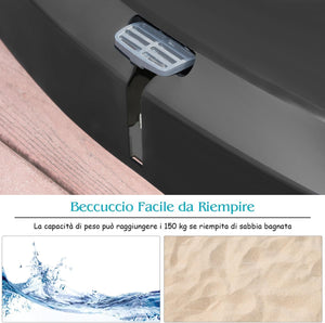 Base con Pedale per Ombrellone con Ruote, Base Riempita ad Acqua/Sabbia per Ombrellone, Supporto per Ombrellone Giardino, con Ripiemento ad Acqua 100 kg, Sabbia Bagnata 150 kg