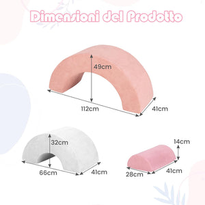 Set di 3 Pezzi Giocattoli per Arrampicata per Bambini, Tunnel Gioco in Schiuma, Divano Arcobaleno per Bambini, Area di Gioco per Stanza dei Giocattoli Camera da Letto (Rosa)