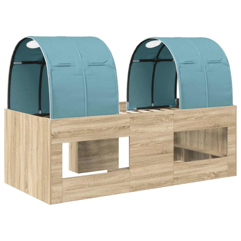Letto con Tunnel 3 pz Rovere Sonoma e Azzurro 3423564