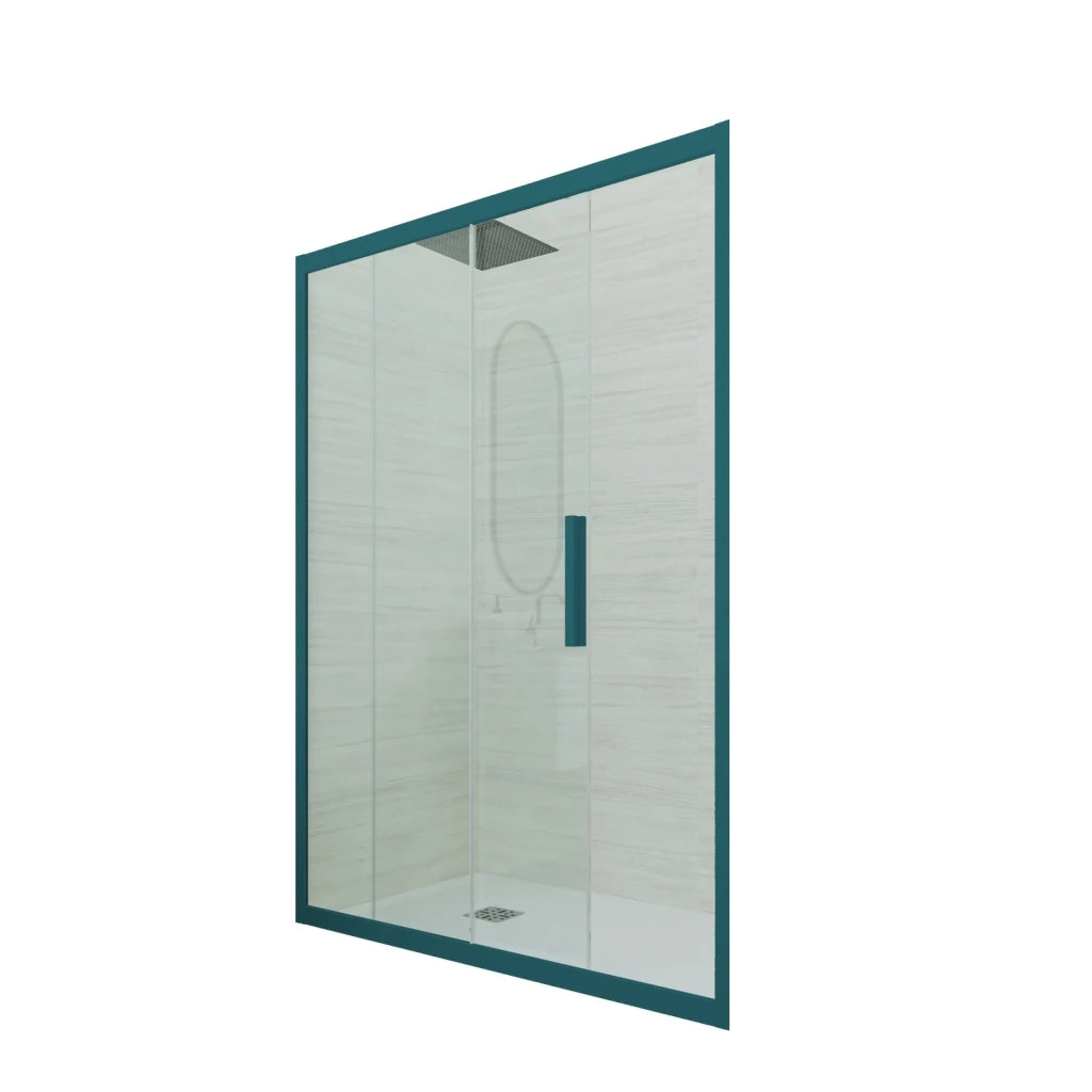 Porta doccia scorrevole 110 CM H 200 Vetro Trasparente Profilo Verde night watch mod. Deco