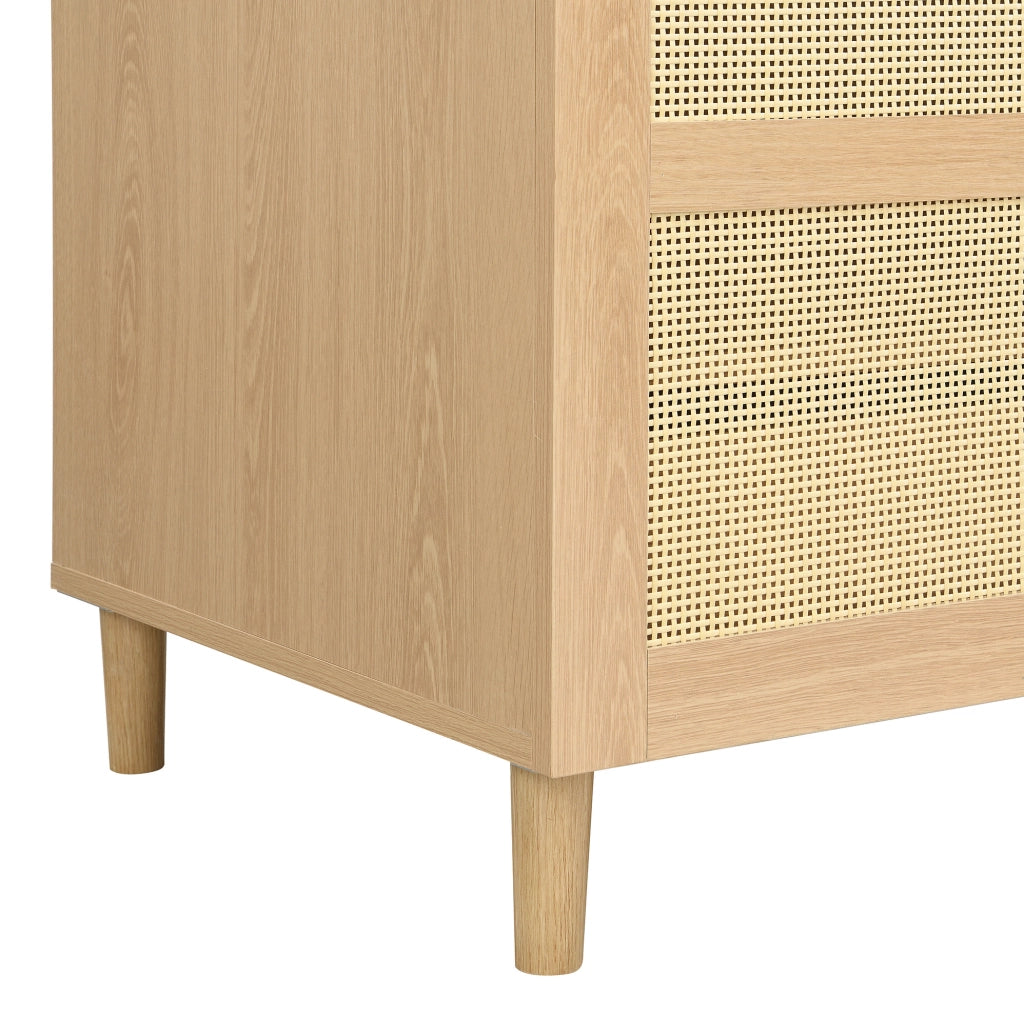 Armadio moderno 80x50x179 cm con ante in rattan e cassetti