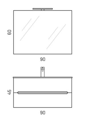 Composizione mobile bagno sospeso con cassetti cm 90 cannettato mod. STICK - Noce Gold