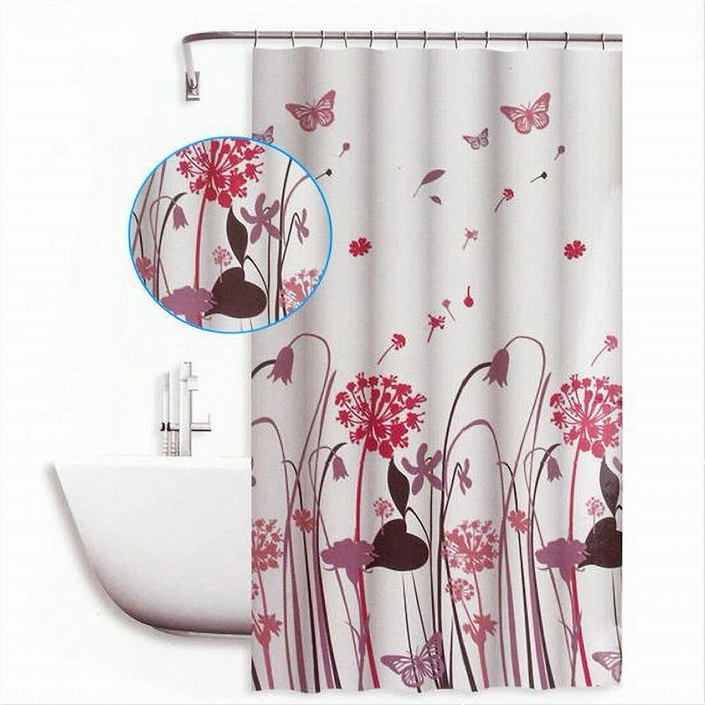 Trade Shop - Tenda Doccia Antimuffa Impermeabile 180x200cm Anelli Bagno Fiori Farfalle 59515 -