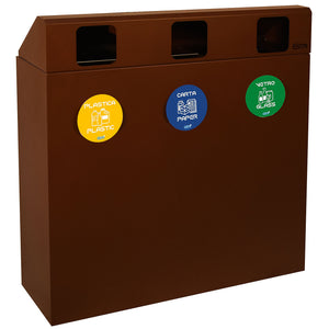 Mobile per Raccolta Differenziata 3 Scomparti 180 L 90x30x96 cm in Acciaio Verniciato Corten