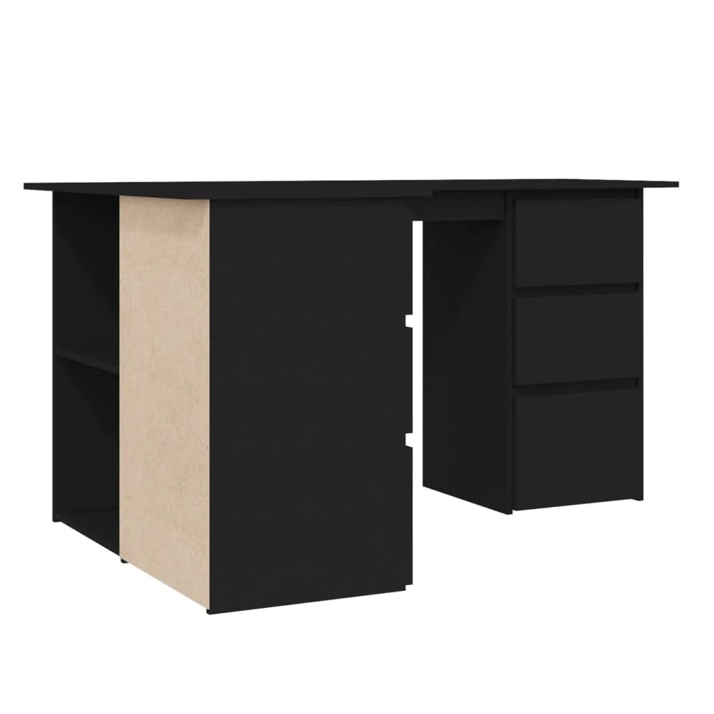 Scrivania tavolo postazione di lavoro mobile per computer scrivania angolare 145 x 100 x 76 cm legno ingegnerizzato nero 02_0023691