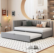 Divano letto L 90x200 cm estraibile; velluto; grigio