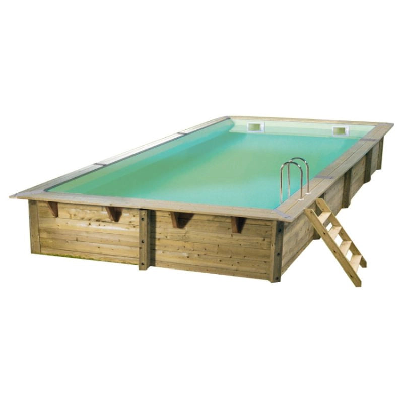 Piscina In Legno Rettangolare Northwood 505 - 5,05 X 3,5 H1,26 M - Liner Beige