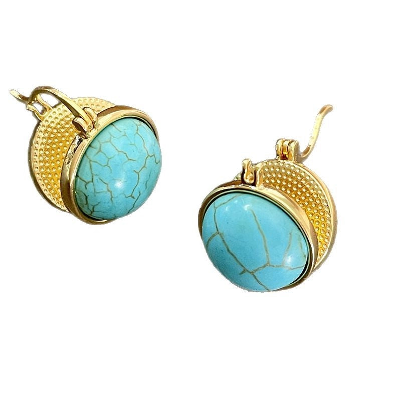 Orecchini vintage da donna a doppia faccia, rotondi e turchesi, dal design di nicchia, a clip o a lobo, eleganti e sofisticati.