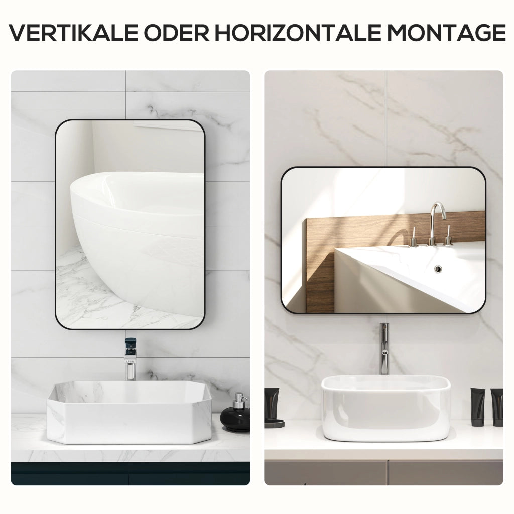 Specchio da Bagno con Cornice in Metallo ¨C Minimal ¨C Nero 50x70 cm