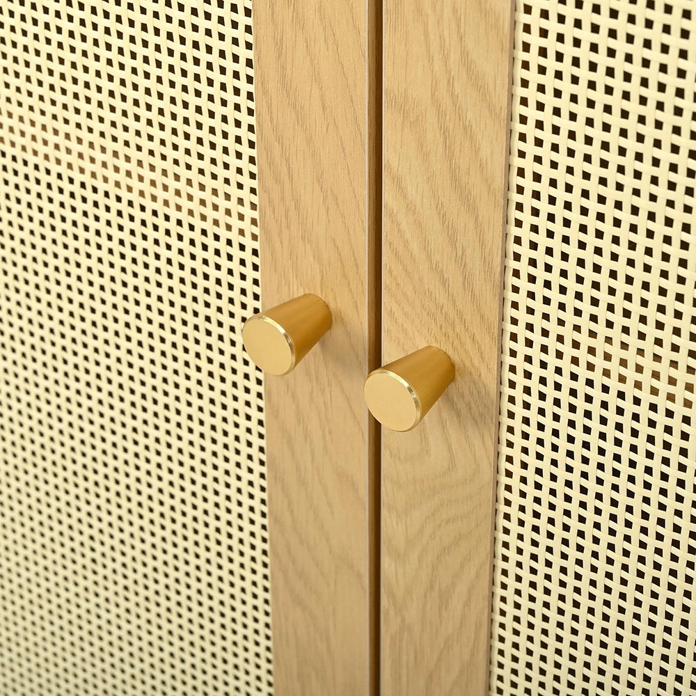 Buffet in rattan con 2 porte e 2 scomparti aperti - Xylo - L60¡ÁP40¡ÁH121 cm - Multifunzionale per ingresso, soggiorno o cucina