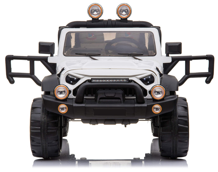 Macchina Elettrica per Bambini 2 Posti Maxi Fuoristrada 12V Happy Kids Bianca