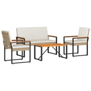 Set Mobili da Esterno 4 pz | Set Salotto da Giardino Beige e Bianco Crema polyrattan