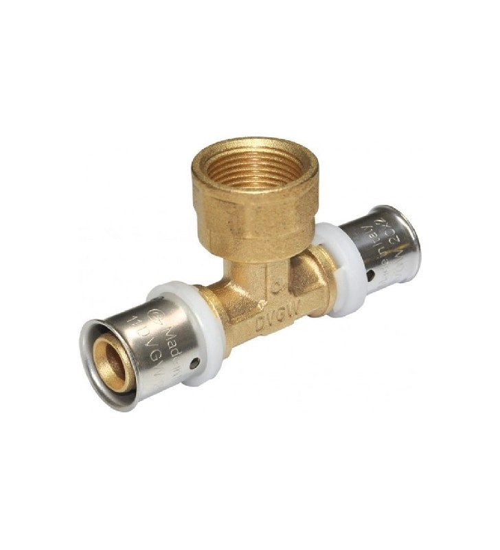 Raccordo a tee femmina diam.1/2x20 a pressare per multistrato