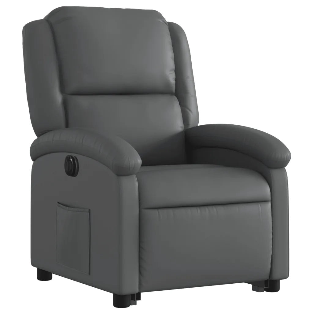 Poltrona Alzapersona Reclinabile Grigio in Similpelle 3204243