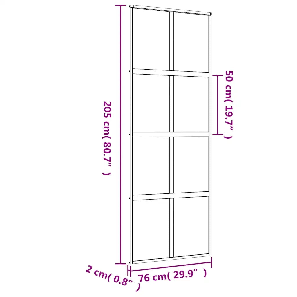 Porta Scorrevole Dorata 76x205 Vetro Smerigliato ESG Alluminio 155187