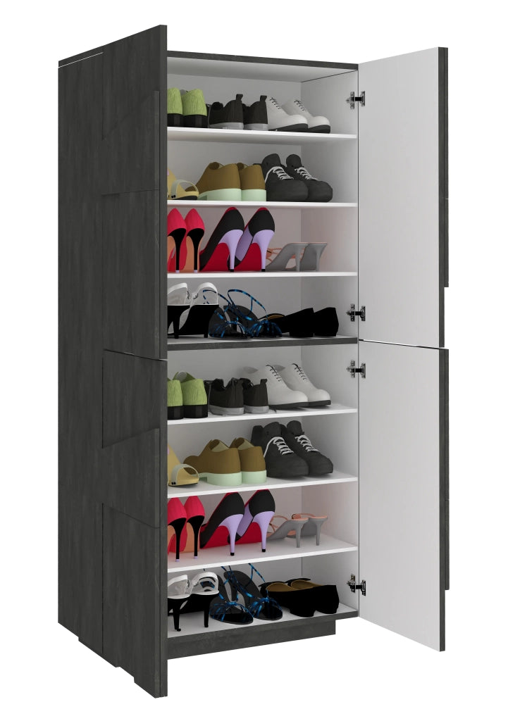 Scarpiera 4 ante L 81.2 x H 167.6 x P 39.2 cm 32 paia, antracite