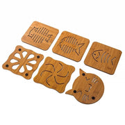 Trade Shop - Set 4pz. Sotto Pentola Animali Pentole In Legno Protegge Le Superfici Dal Calore -