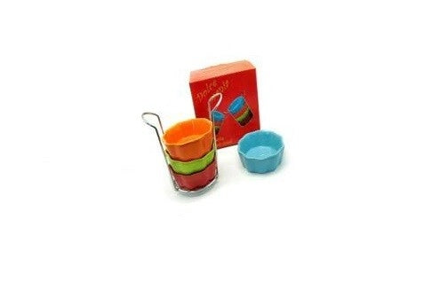 Set 4 Antipastiere ciotole costolate con stand 4 pezzi