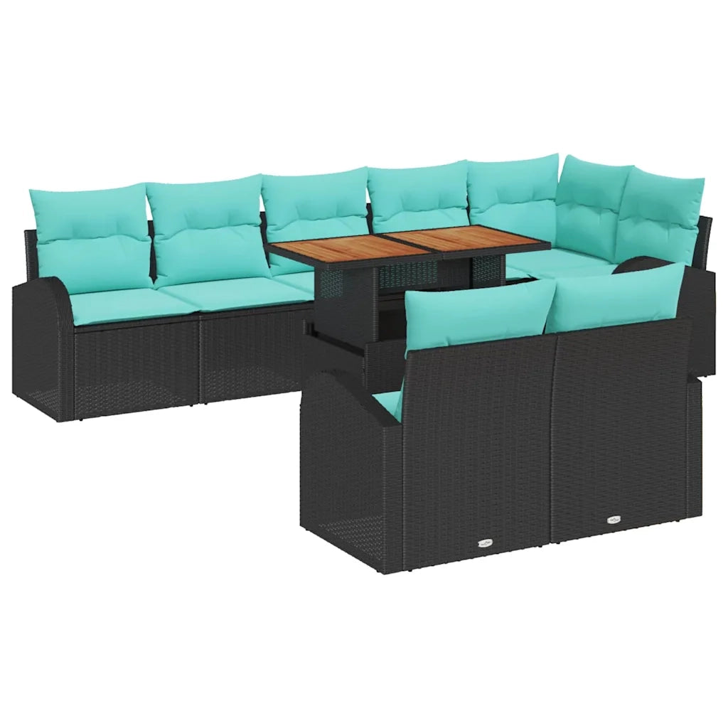 Set Divano da Giardino con archiviazione 9 pcs Nero Poly Rattan 3358342