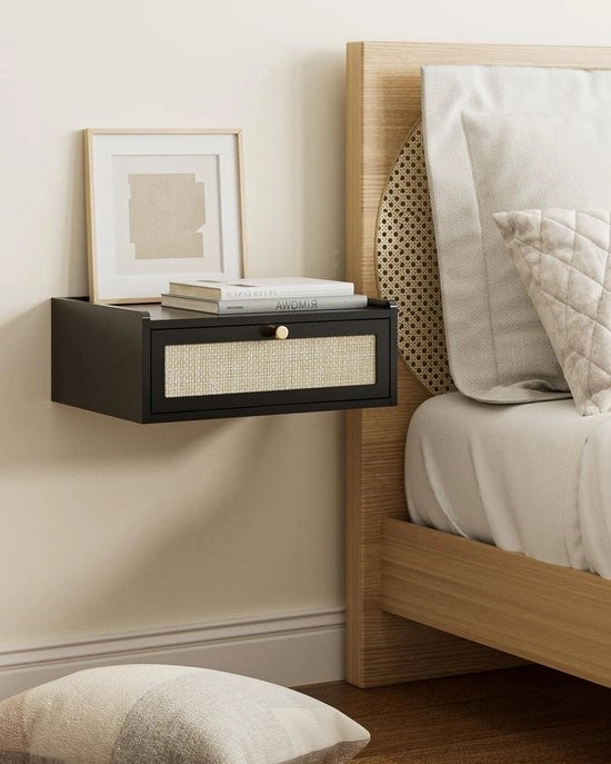 Nachtkastino moderno oscillante con cassetta - Pannelli oscillanti per camera da letto e bagno - Nero