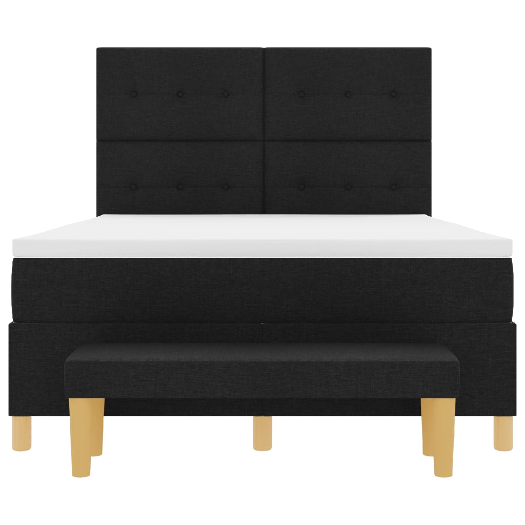 Letto a Box Spring con Materasso e Panchina Nero 140x200 cm Tessuto