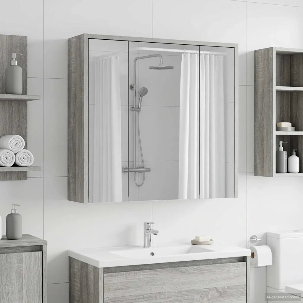 Mobiletto per specchio da bagno Grigio Sonoma