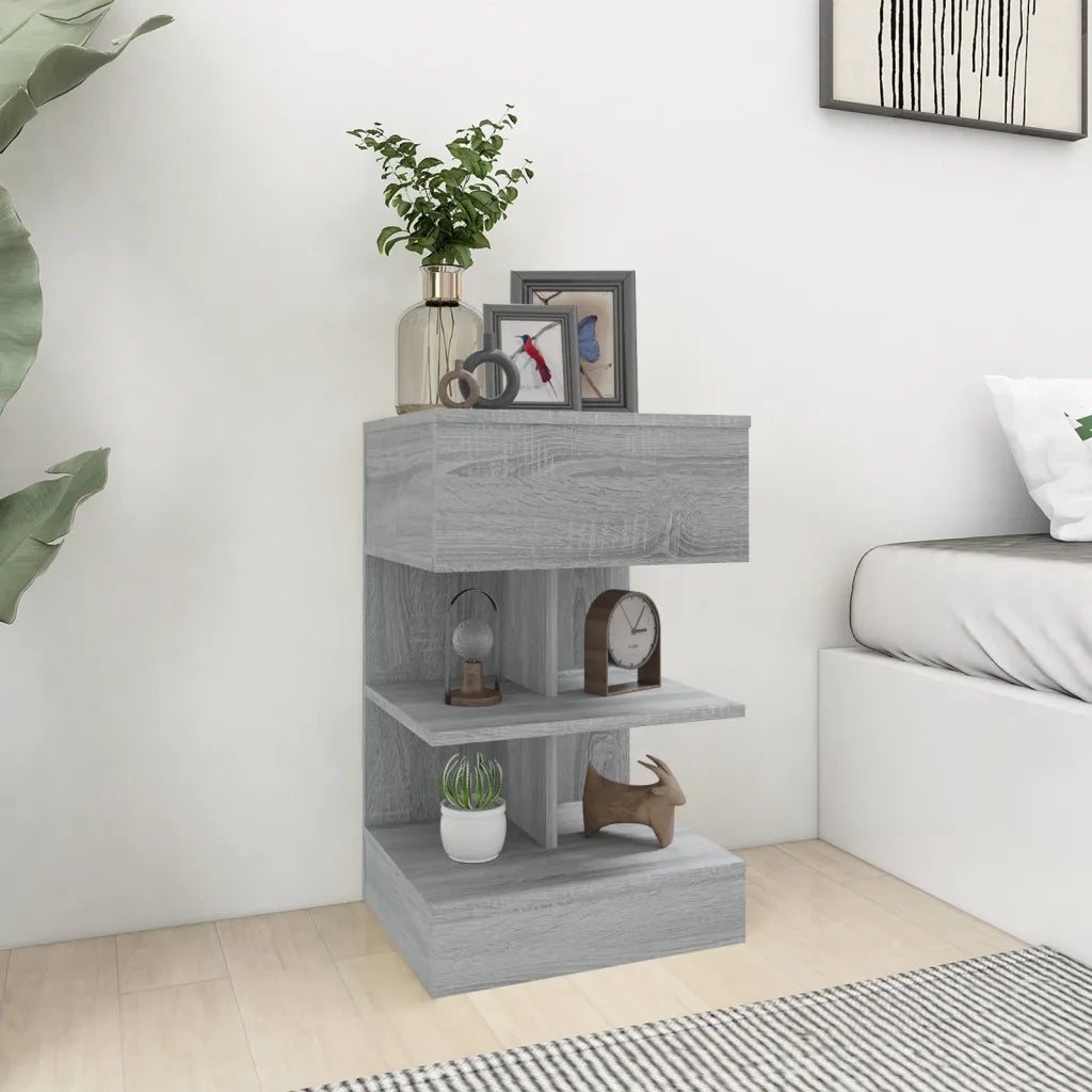 Comodini Grigio Sonoma 2 pz 40x35x65 cm in Legno Multistrato cod mxl 40274