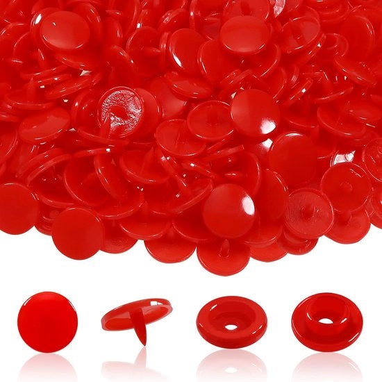 Set di chiodi in plastica 12 mm - Rood - Per cucito/ manualità - Ecologico - Facile da utilizzare - Chiodi per cucito