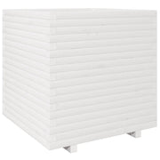 Fioriera | Cassetta per fiori | Vaso da Giardino Bianca 70x70x72,5cm Legno Massello di Pino