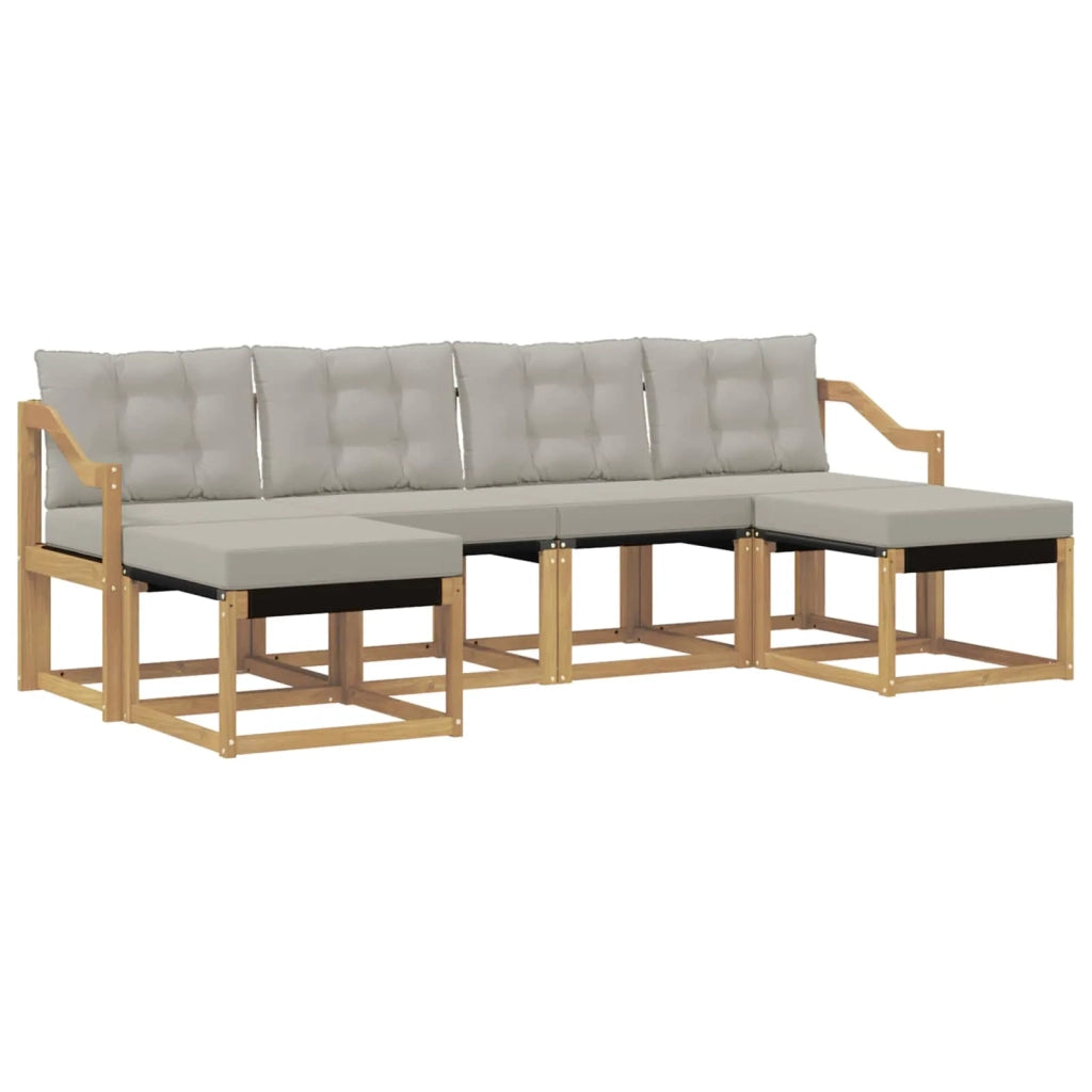 Set di divani da esterno 6 pz Bianco e Grigio Chiaro 3389749