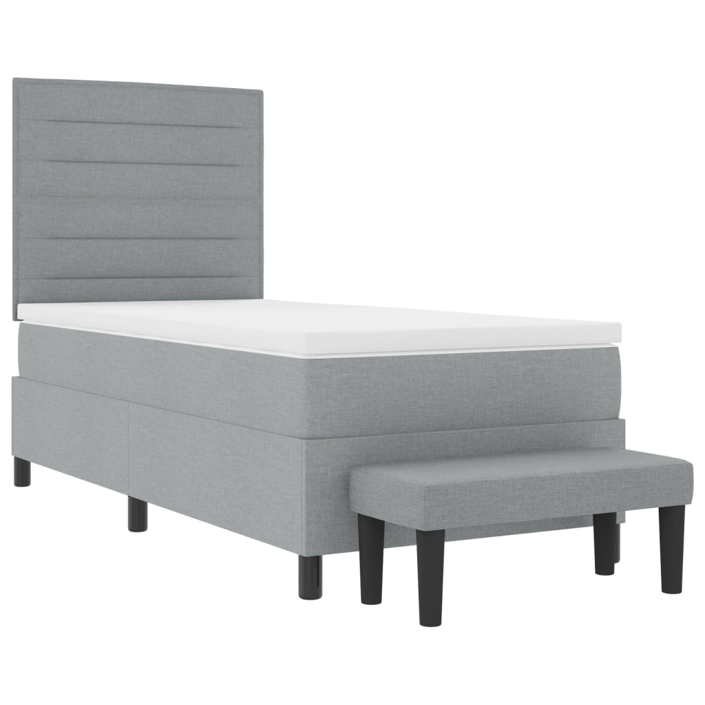 Letto con Box Spring e Materasso Grigio Chiaro 90x200 cm Tessuto