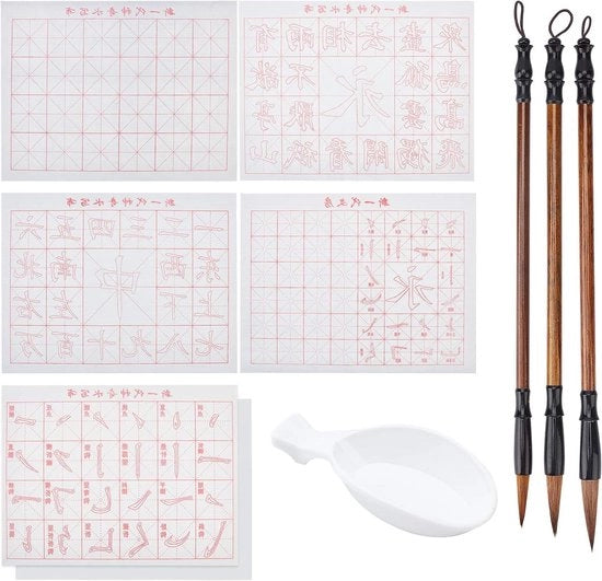 Set di pennelli per calligrafia da 10 pezzi - pennelli per calligrafia cinesi
