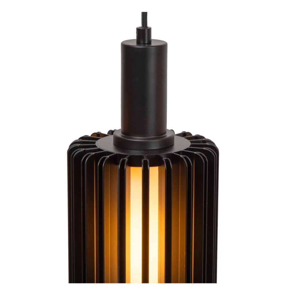Lampada sospesa a barra LAMBRES 5xE27 nera Lucide