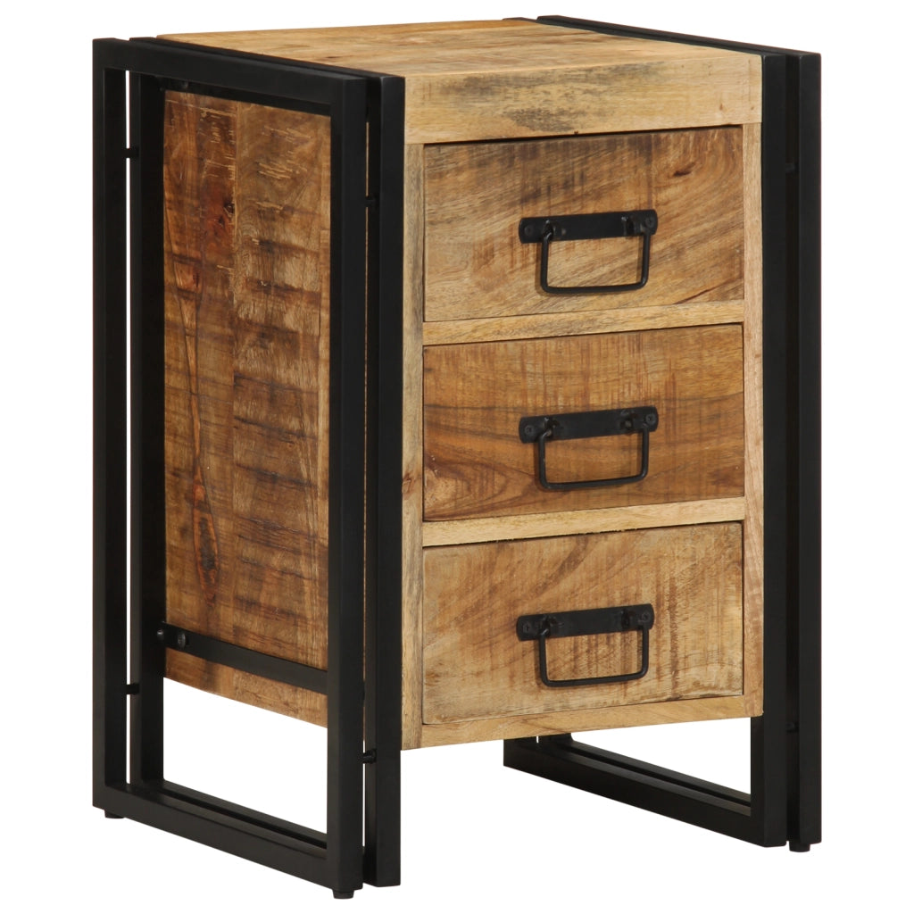 Comodino  40x35x50 cm in legno massello grezzo di mango