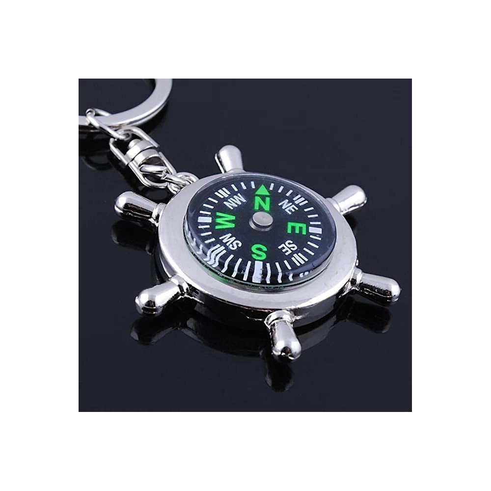 Trade Shop - Portachiave Porta Chiave Bomboniere Forma Di Timone Con Bussola Accessorio Uomo -