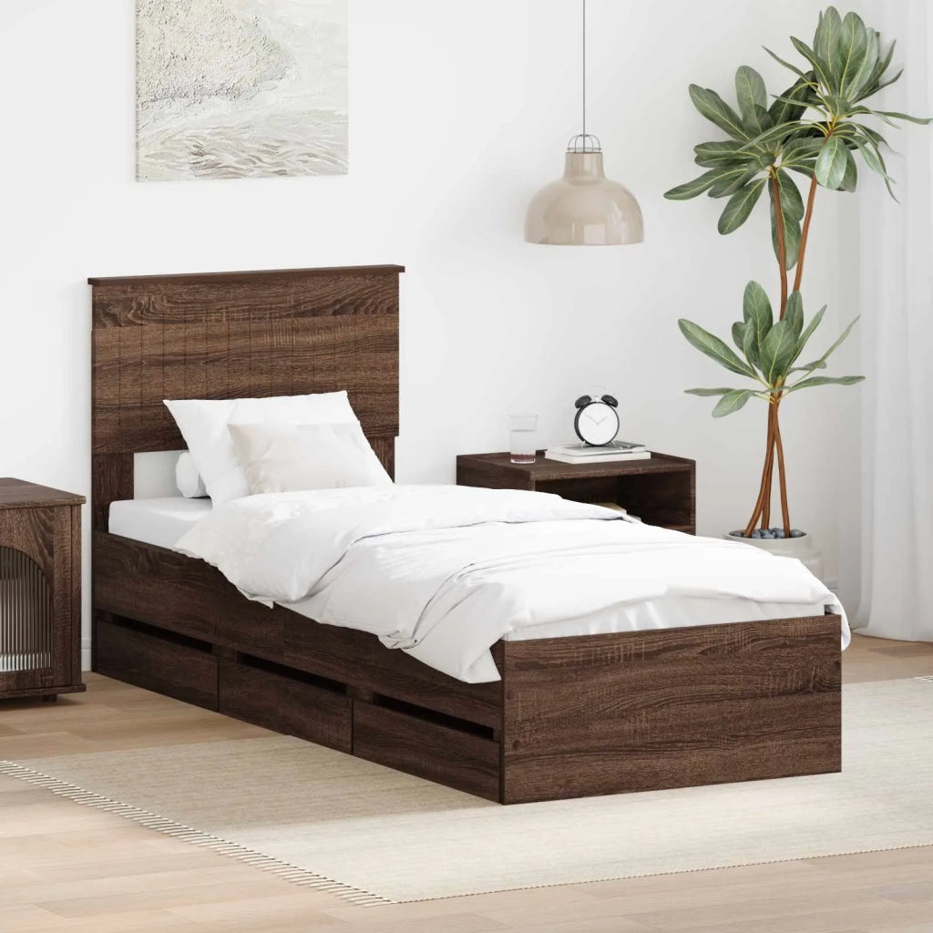 Struttura del letto con cassetto Rovere Marrone 75 x 190 cm 3410762